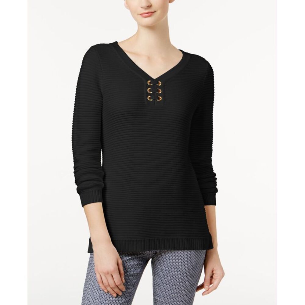 Charter Club Ribbed Grommet Sweater